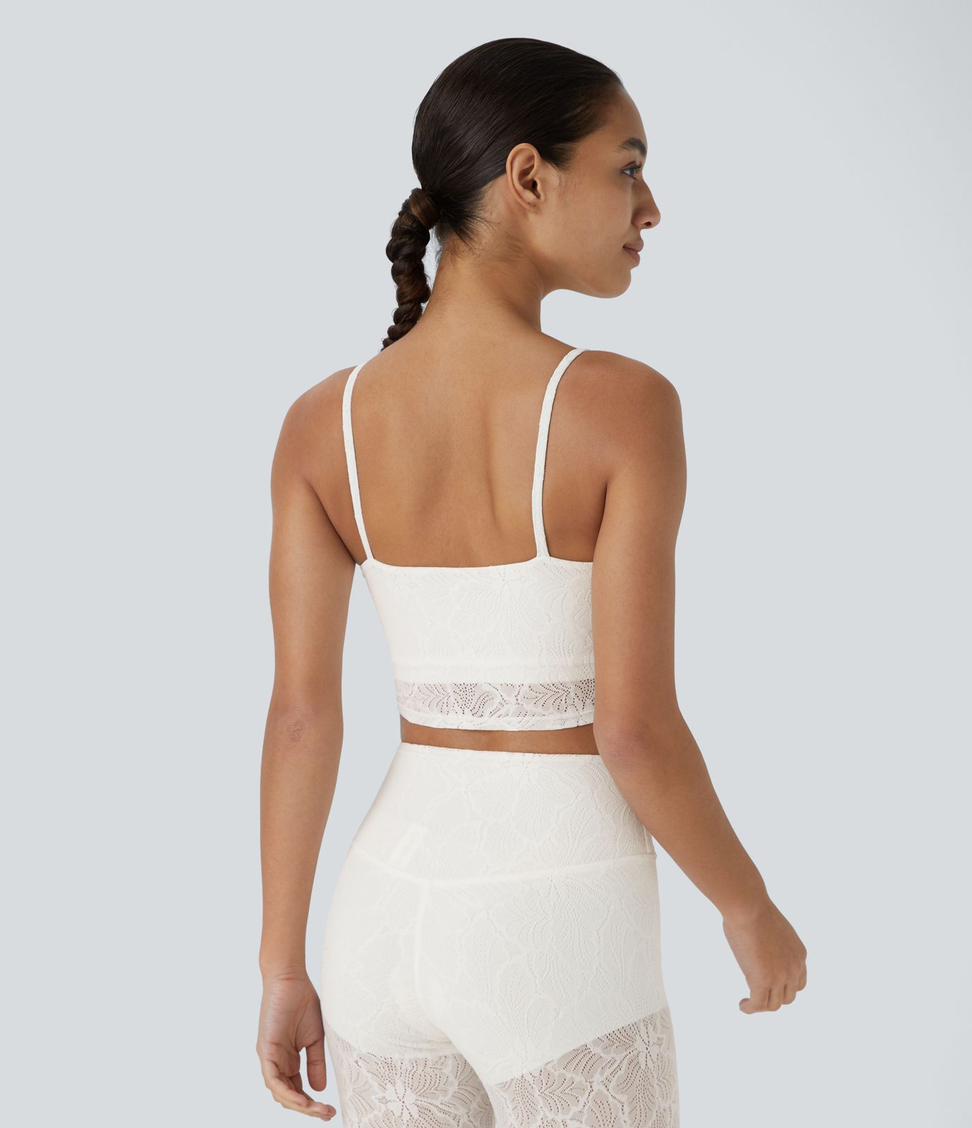 Low Support Race Overlay Cropped Yoga Sports Bra