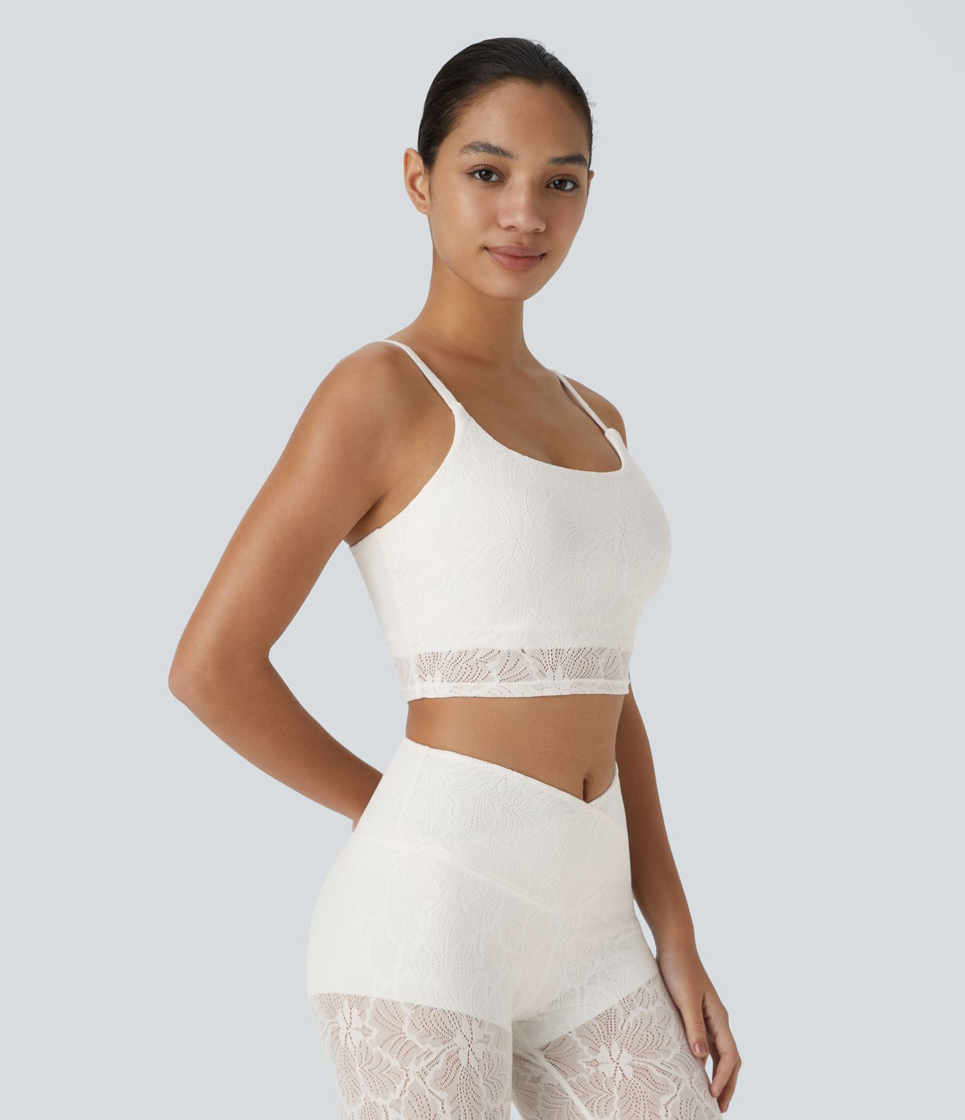 Low Support Race Overlay Cropped Yoga Sports Bra
