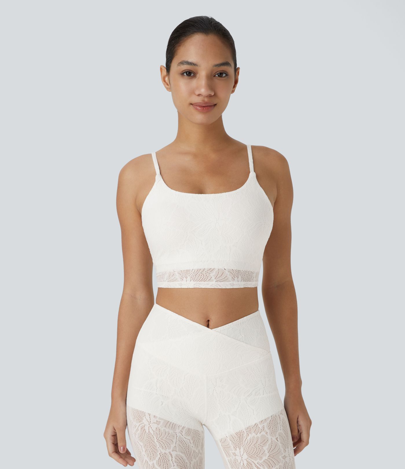 Low Support Race Overlay Cropped Yoga Sports Bra