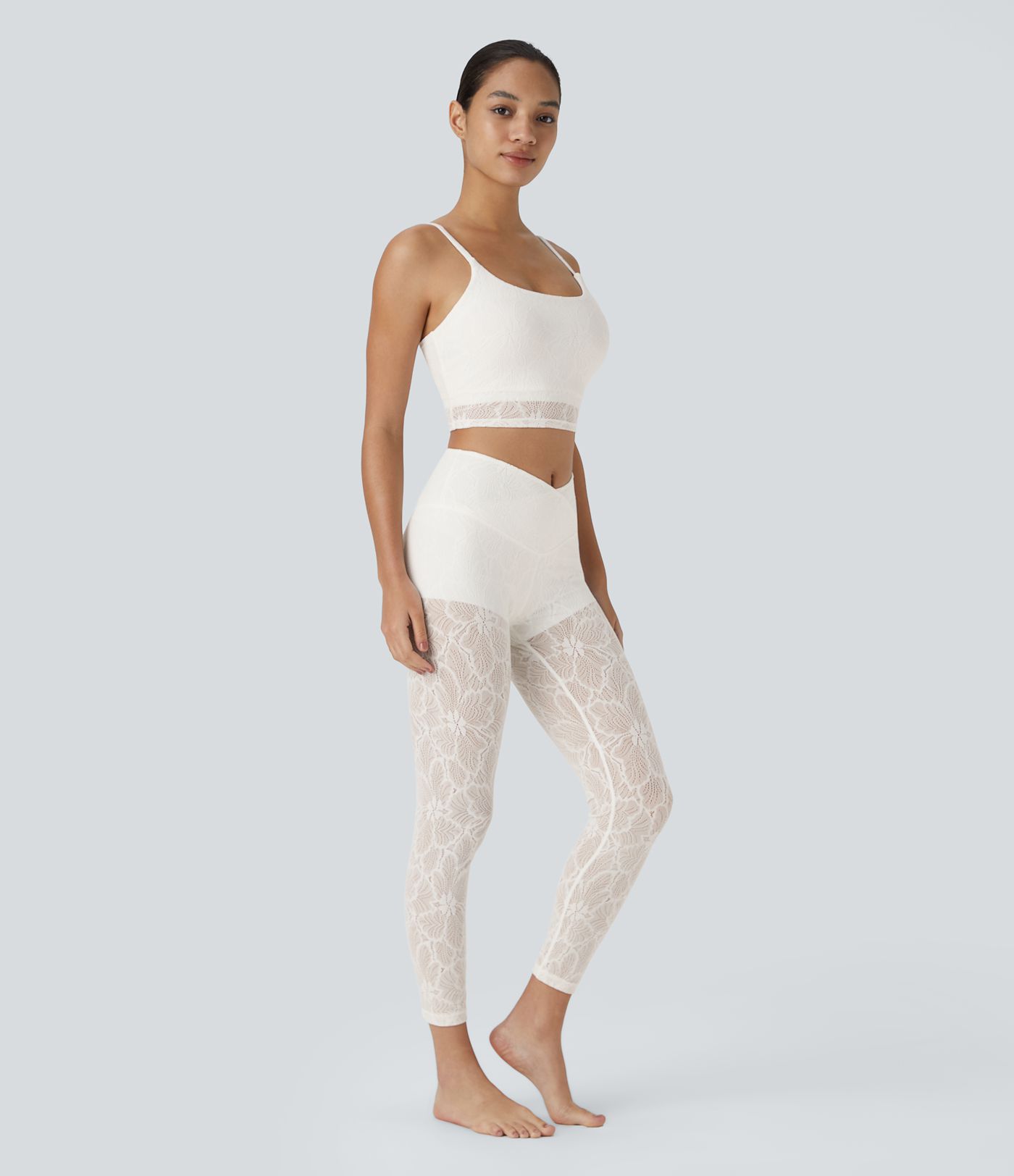 Low Support Race Overlay Cropped Yoga Sports Bra