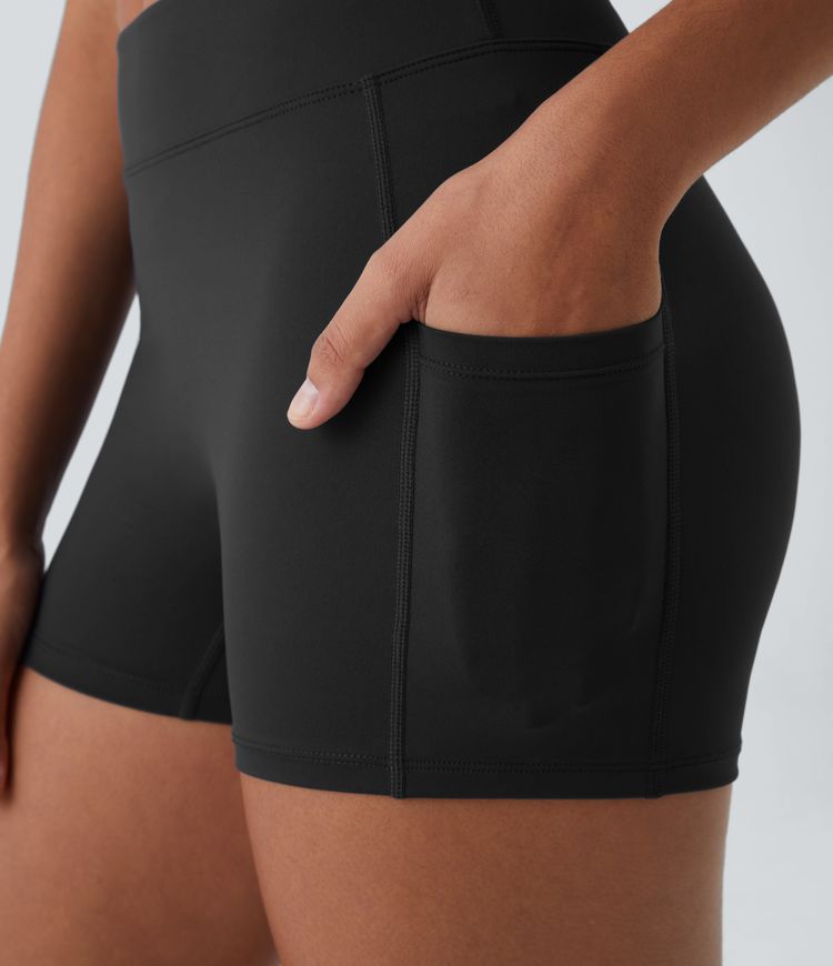 Softlyzero™ Airy High Waisted Side Pocket Plain Cool Touch Yoga Shorts 3.5"-UPF50+
