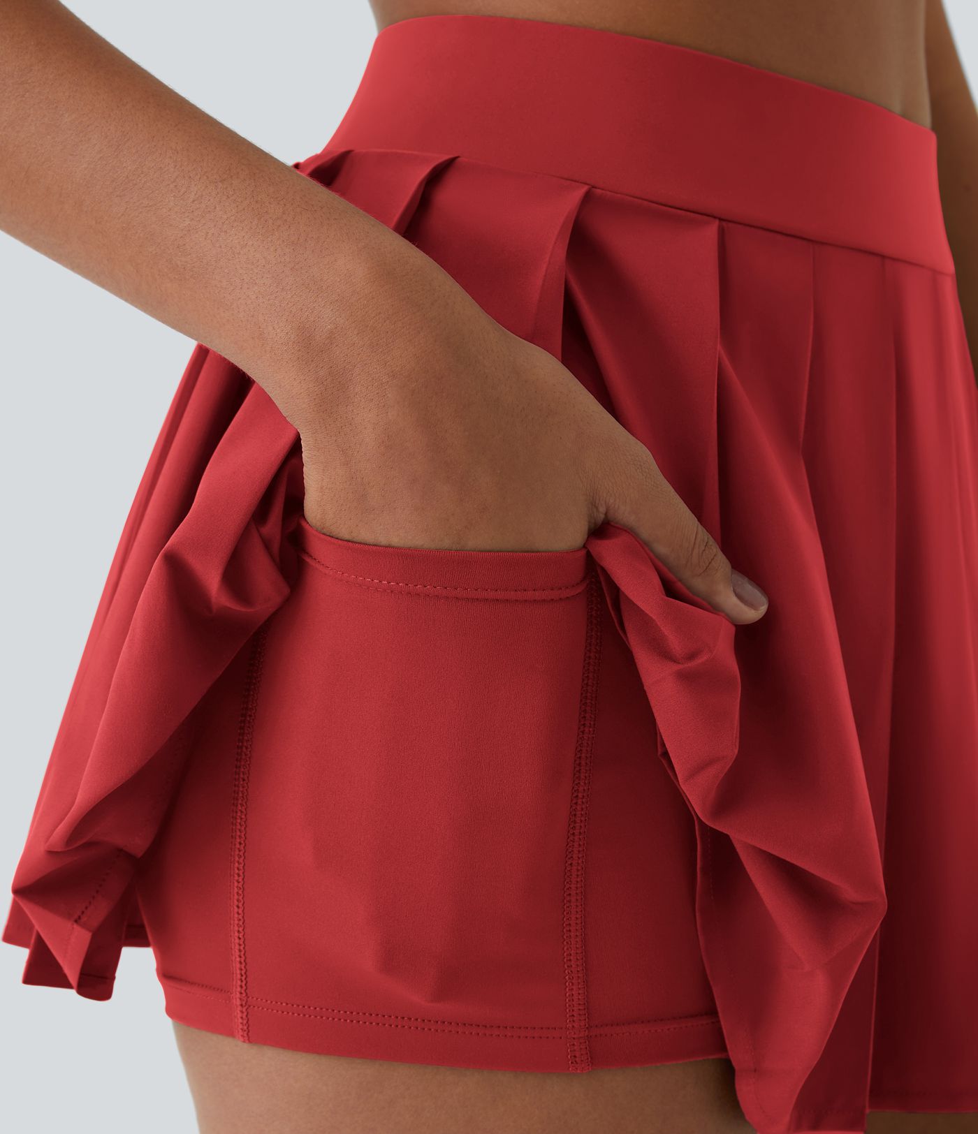 Breezeful™ High Waisted Pleated 2-in-1 Pocket Adjustable Buckle Micro Mini Quick Dry Casual Skirt