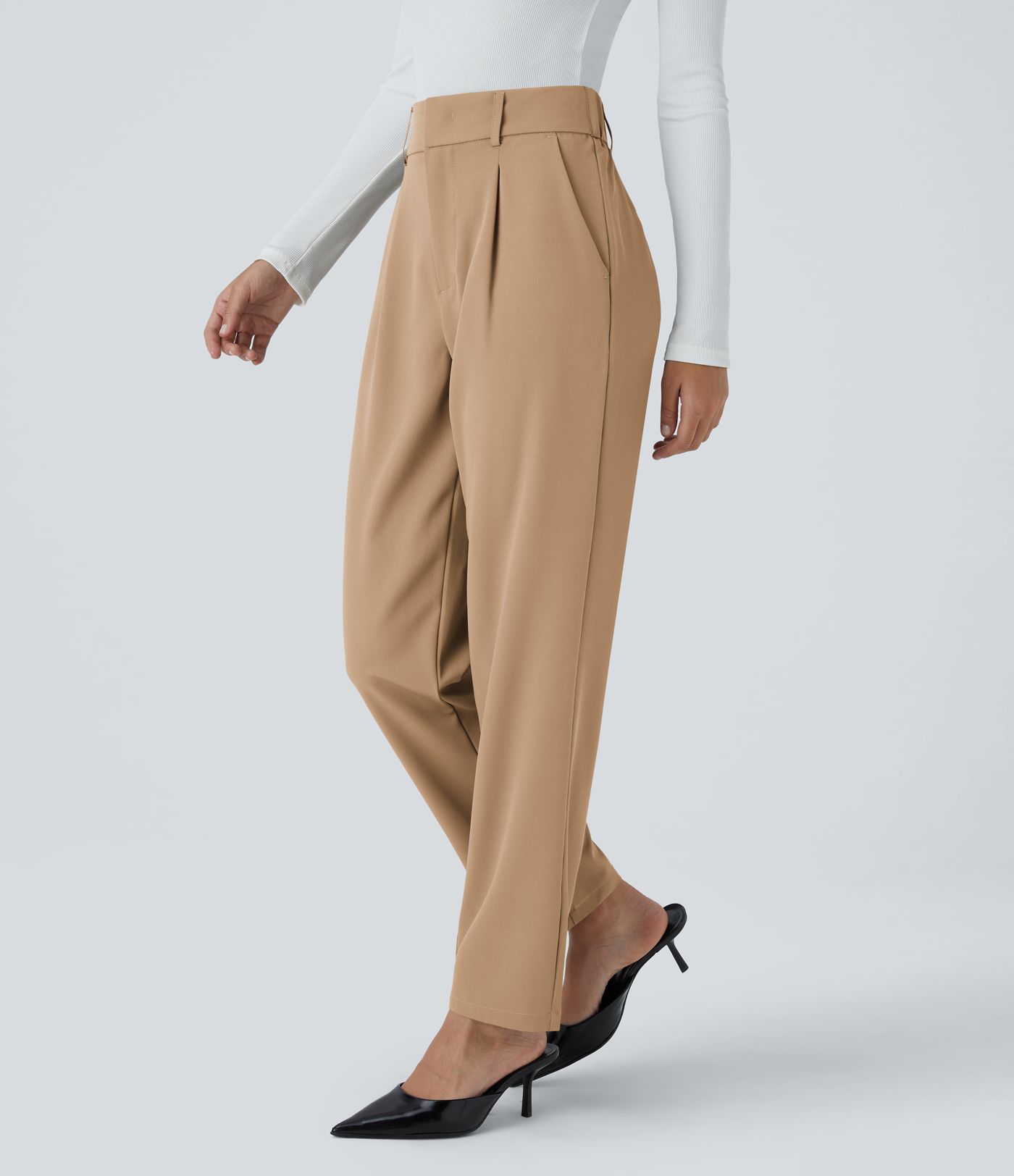 Pantalon tailleur Halara Flex™ fuselé uni, taille haute, avec poches
