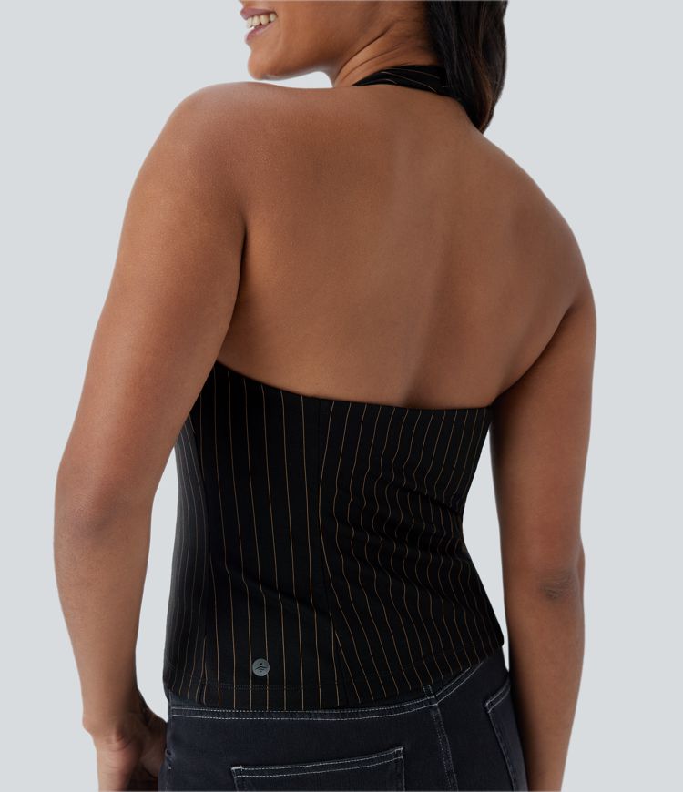 Neckholder-Top mit rückenfreiem 2-Wege-Reißverschluss und Cool Touch-Streifen