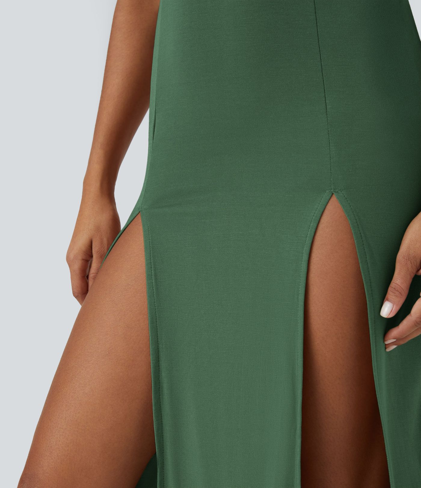 Ribbed Hooded High Neck Sleeveless Cut Out Tie Back 2-Piece Midi Casual Dress