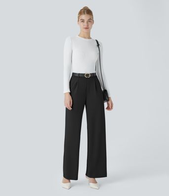 Halara Flex™ High Waisted Pocket Straight Leg Crepe Work Pants
