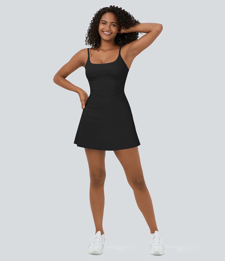 Mini vestido Softlyzero™ Plush sin espalda corsé bolsillo 2 en 1 vuelo