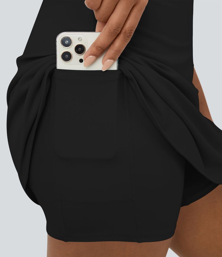 Mini vestido Softlyzero™ Plush sin espalda corsé bolsillo 2 en 1 vuelo