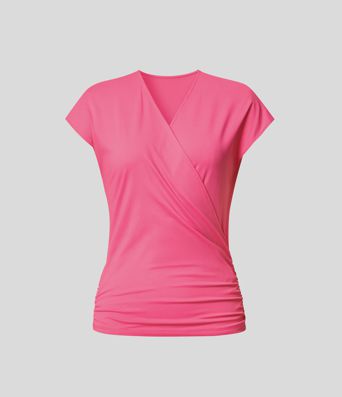V Neck Cap Sleeve Crossover Ruched Solid Work Blouse