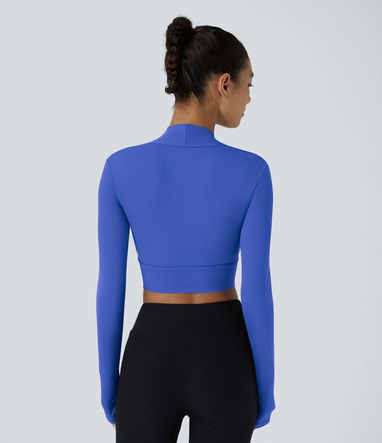 Softlyzero™ Plush Long Sleeve Thumb Hole 2-in-1 Cropped Yoga Sports Top