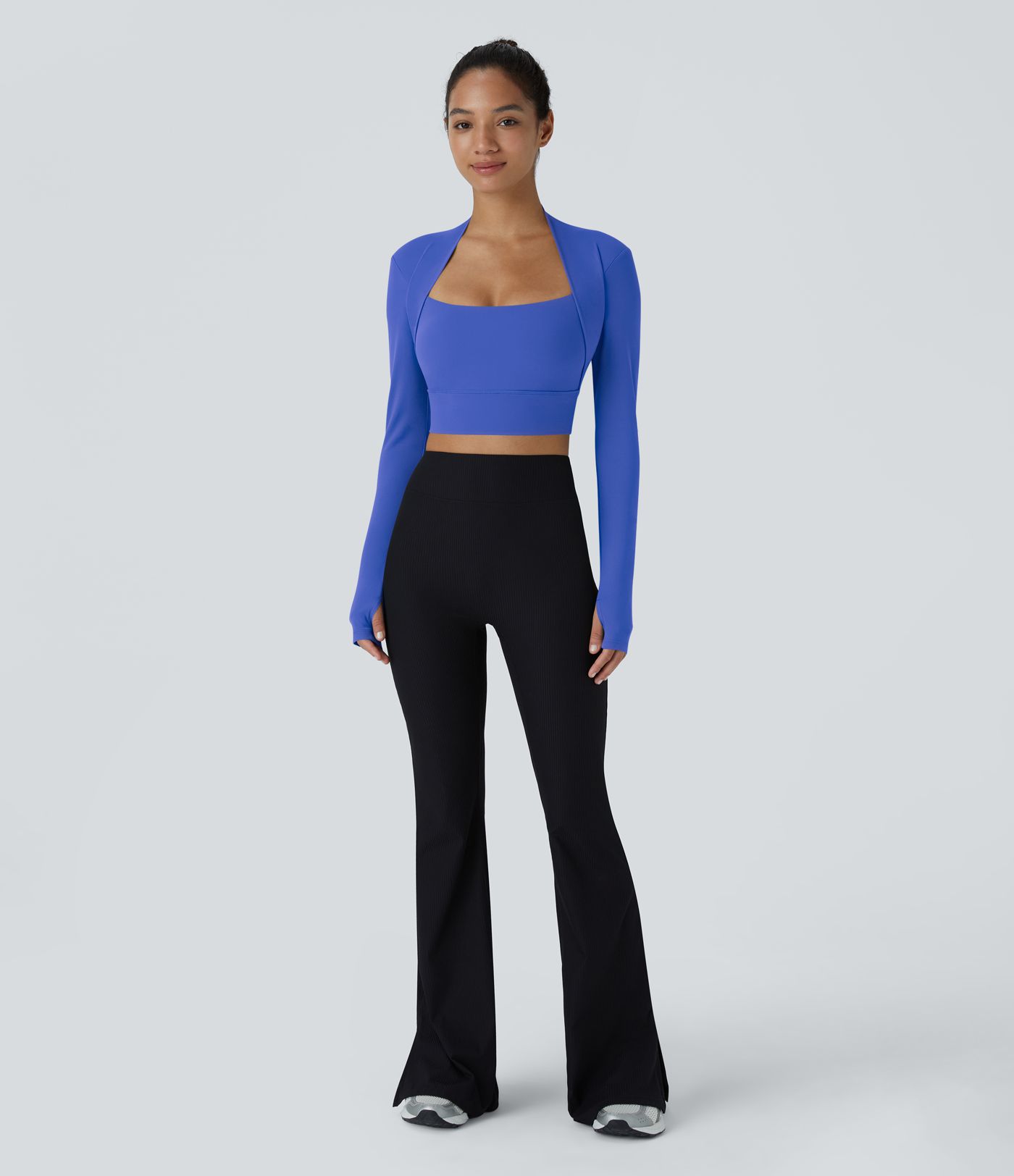 Softlyzero™ Plush Long Sleeve Thumb Hole 2-in-1 Cropped Yoga Sports Top