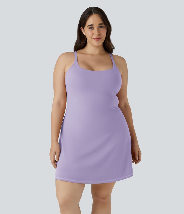 Everyday SoftlyZero™ Plush 2-in-1 Flare Plus Size Activity Dress-Wannabe-Longer Length
