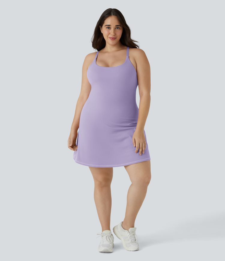 Everyday SoftlyZero™ Plush 2-in-1 Flare Plus Size Activity Dress-Wannabe-Longer Length