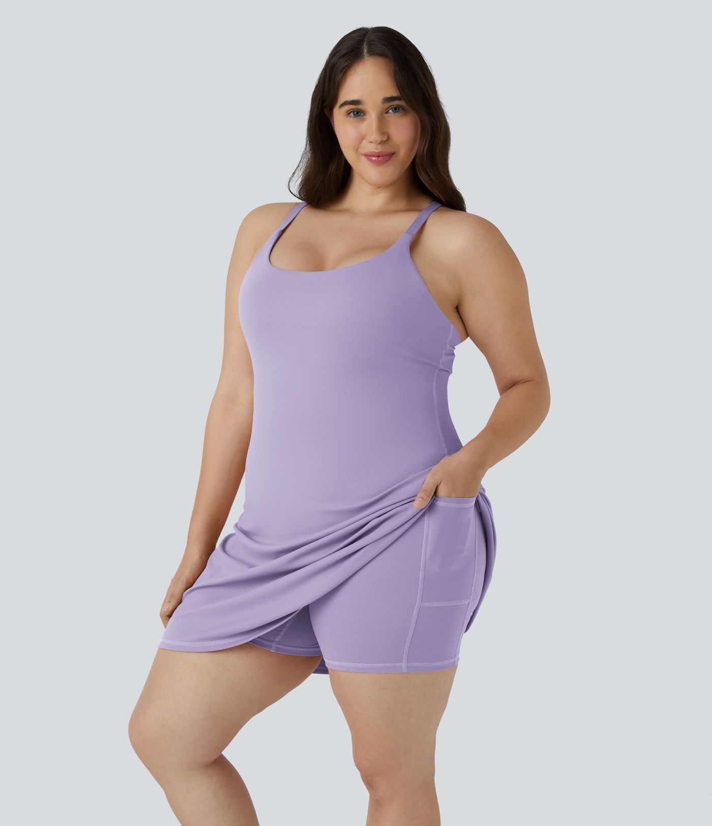 Everyday SoftlyZero™ Plush 2-in-1 Flare Plus Size Activity Dress-Wannabe-Longer Length