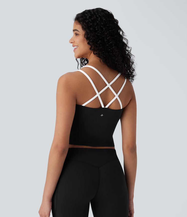 Softlyzero™ QuickDry Crisscross Backless Colour Block Skinny Cropped Yoga Cami Top