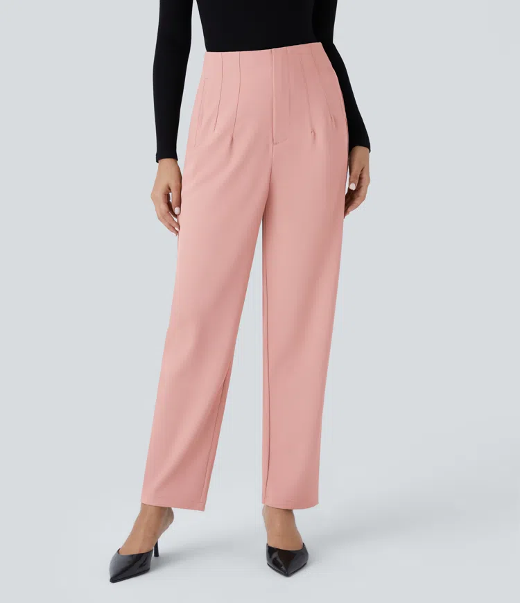 High Waisted Side Pocket Tapered Work Pants