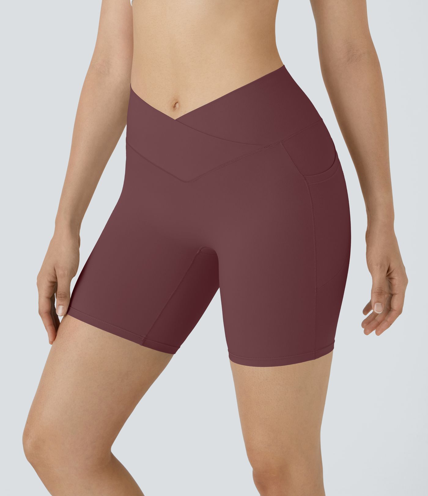 SoftlyZero™ High Waisted Crossover Pocket Yoga Biker Shorts 7"-UPF50+