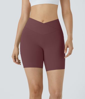 SoftlyZero™ High Waisted Crossover Pocket Yoga Biker Shorts 7"-UPF50+
