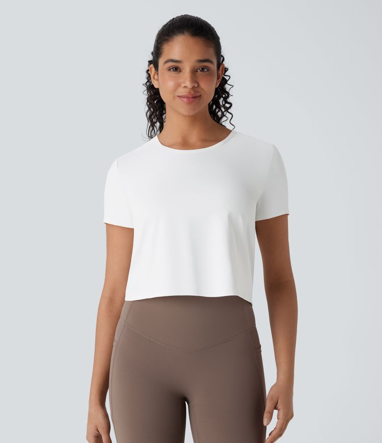 Cut Out Twisted Cropped Hiking Sports Top-UPF40+