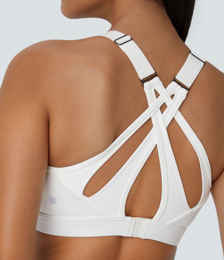 SpeedWave™ 중간 지지력 백리스 교차 조절 가능한 스트랩 퀵드라이 런닝용 스포츠 브라