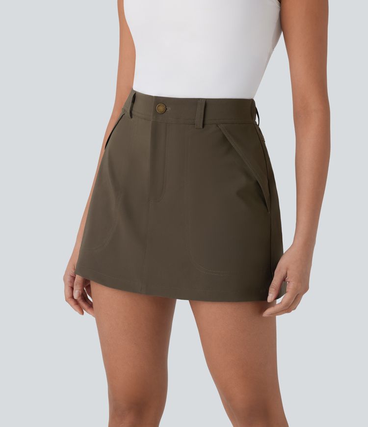 Water Repellent High Waisted Pockets 2-in-1 Mini Hiking Skirt