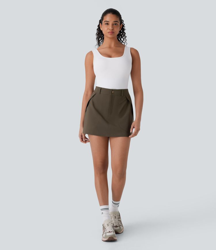 Water Repellent High Waisted Pockets 2-in-1 Mini Hiking Skirt