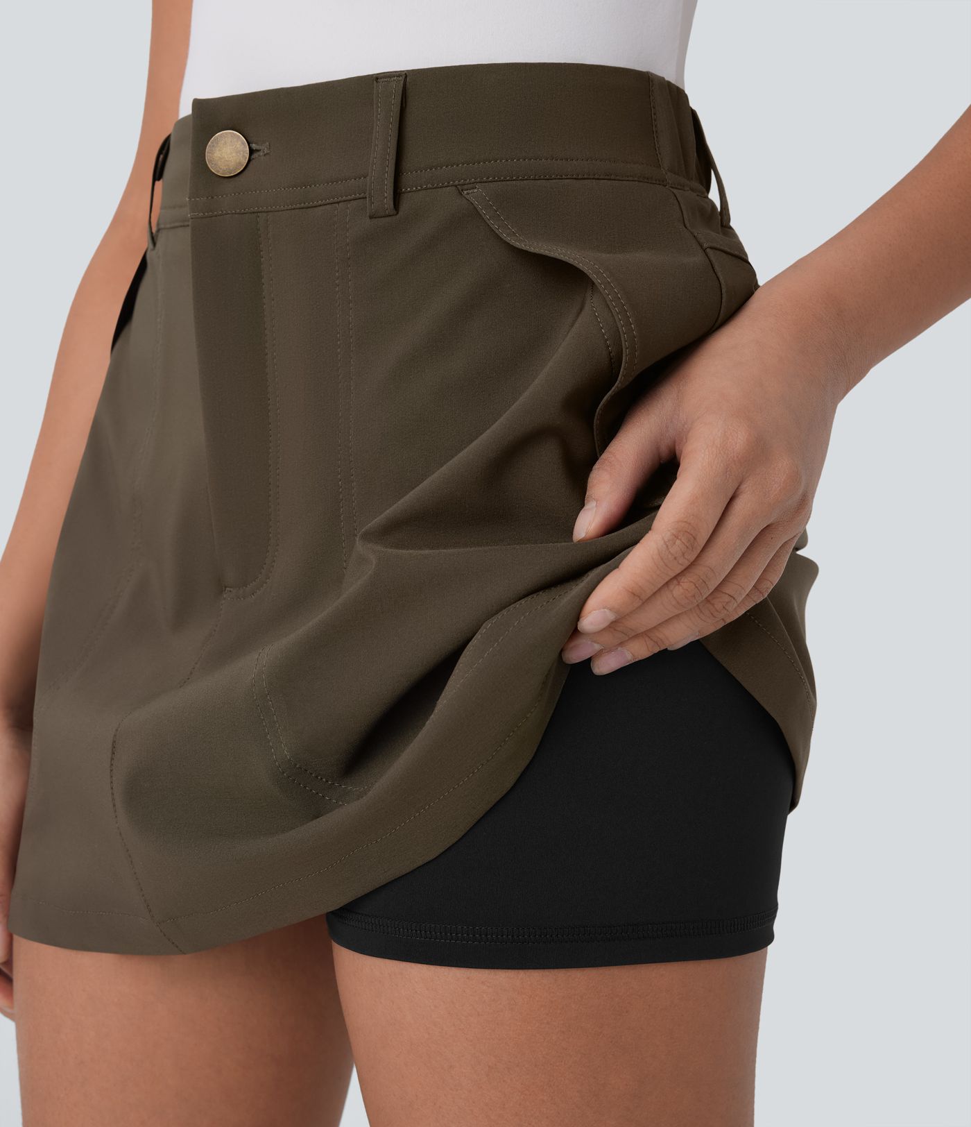Water Repellent High Waisted Pockets 2-in-1 Mini Hiking Skirt