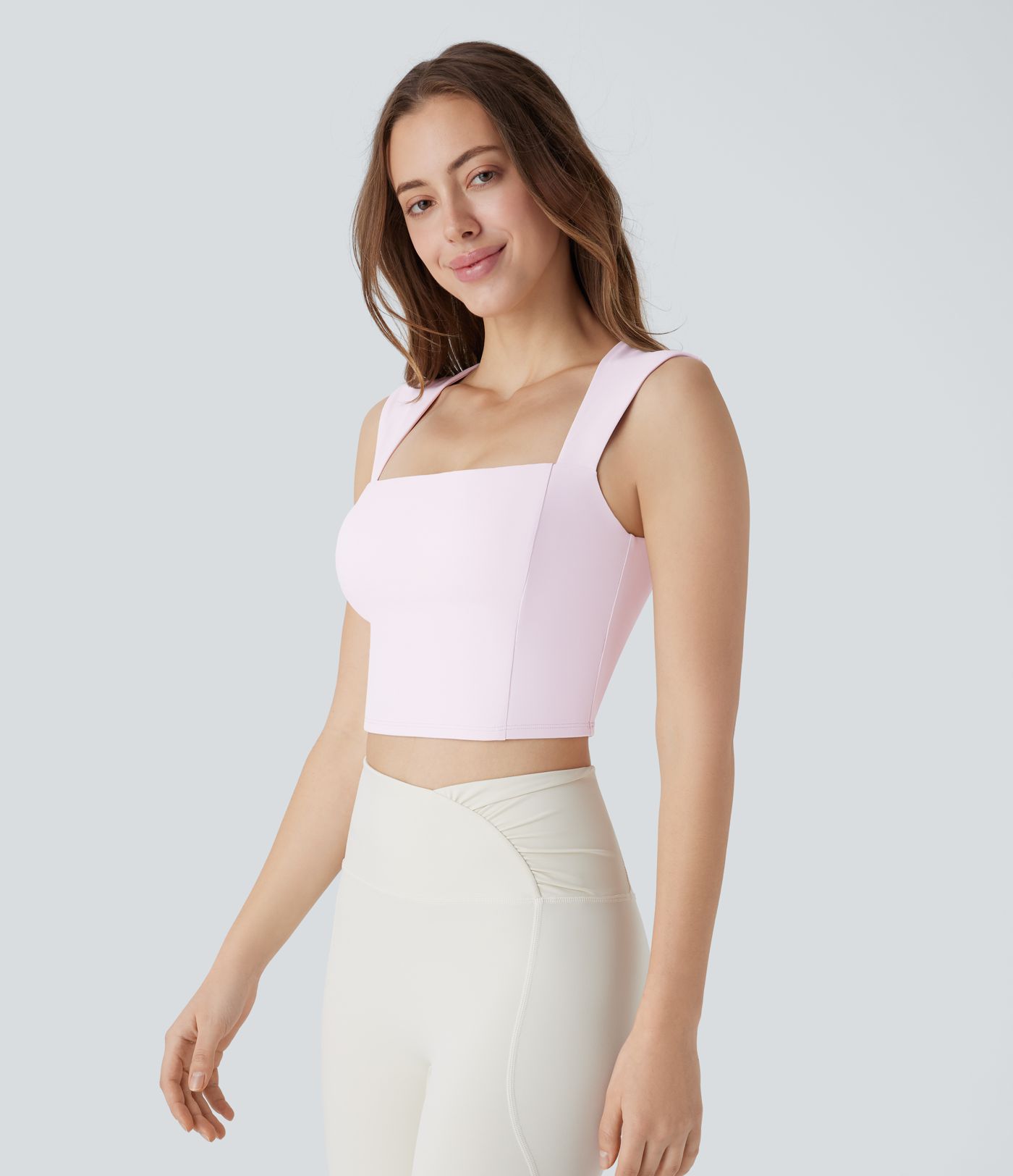 SoftlyZero™ Airy Square Neck Cropped Cool Touch Pickleball Tank Top-UPF50+