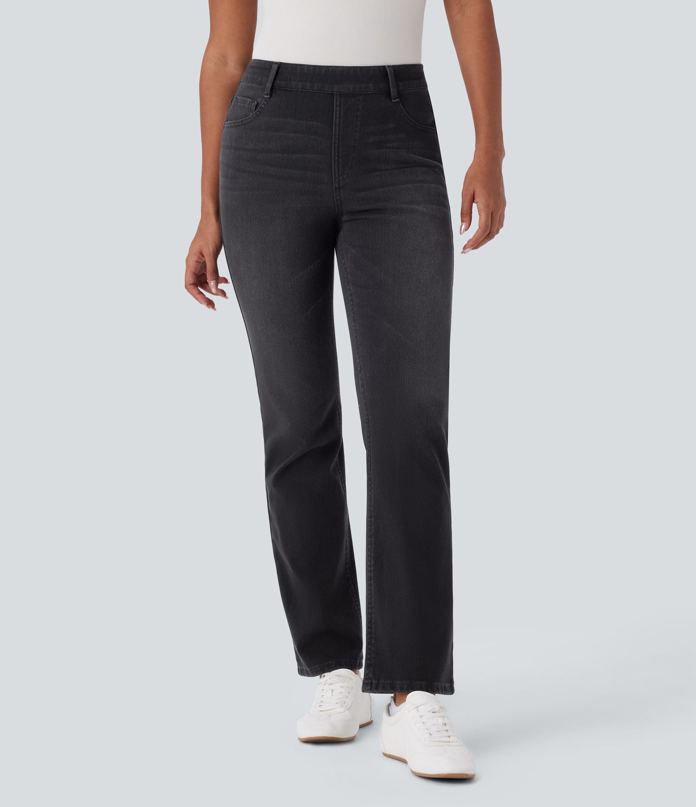 Halara Flex™ High Waisted Pockets Washed Casual Bootcut Jeans Halara Flex™ High Waisted Pockets Washed Casual Bootcut Jeans