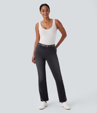 Halara Flex™ High Waisted Pockets Washed Casual Bootcut Jeans Halara Flex™ High Waisted Pockets Washed Casual Bootcut Jeans