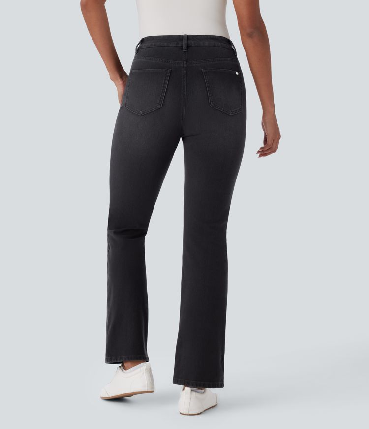 HalaraMagic™ High Waisted Multiple Pockets Washed Stretchy Knit Casual Bootcut Jeans