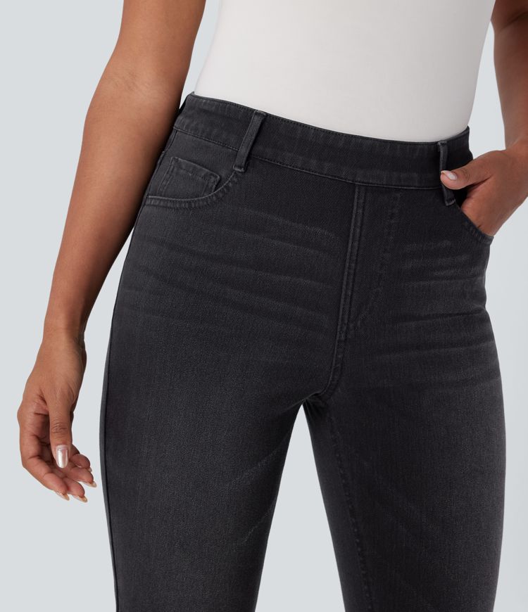 Halara Flex™ High Waisted Pockets Washed Casual Bootcut Jeans Halara Flex™ High Waisted Pockets Washed Casual Bootcut Jeans