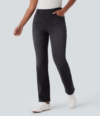 Halara Flex™ High Waisted Pockets Washed Casual Bootcut Jeans Halara Flex™ High Waisted Pockets Washed Casual Bootcut Jeans
