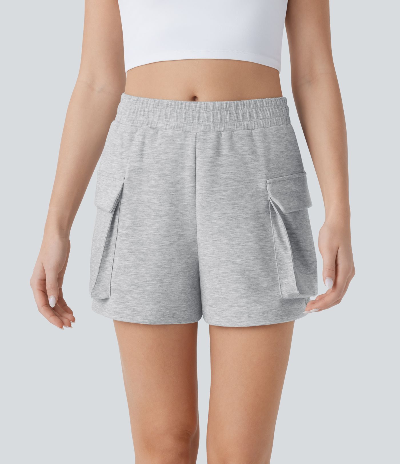 Shorts de yoga cargo taille haute avec poche à rabat