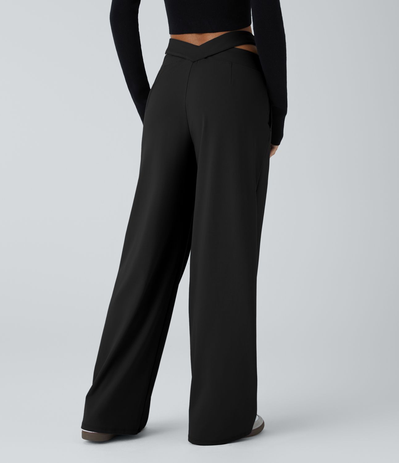 DayStretch V Shaped Mid Rise Cut Out Casual Pants with Pockets