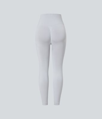 Nahtlose Passform, mit hoher Taille, geraffte 7/8-Yoga-Leggings