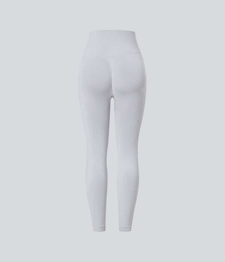 Nahtlose Passform, mit hoher Taille, geraffte 7/8-Yoga-Leggings