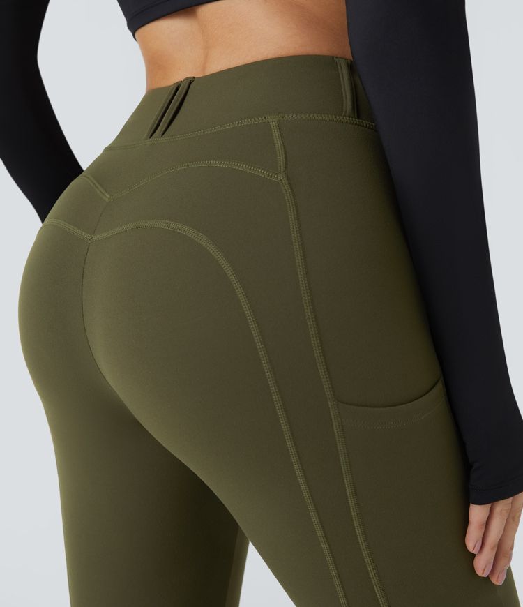 Mesh 7,8 length yoga leggings designed as a contrast to high-waist side pocket
