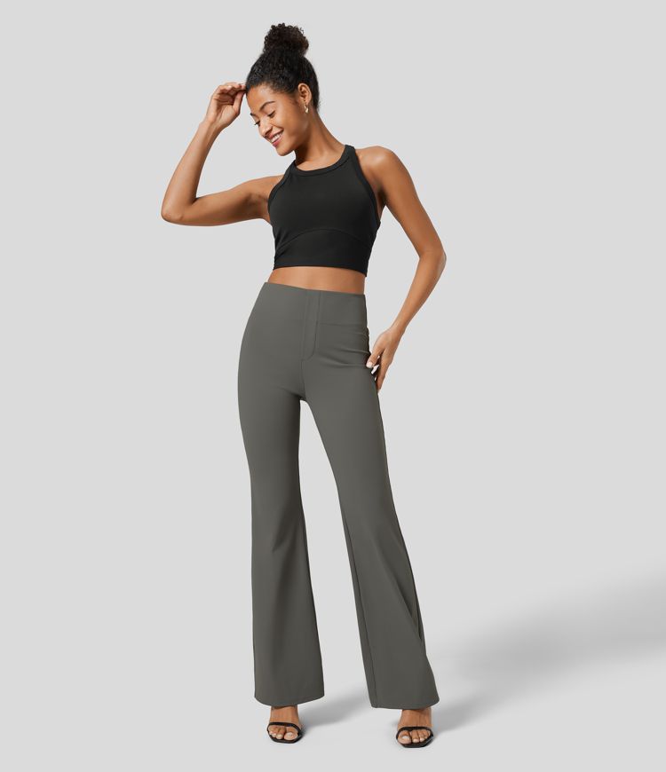 Pantalon tailleur légèrement évasé taille haute avec poches arrière Halara Flex™ SculptKnit