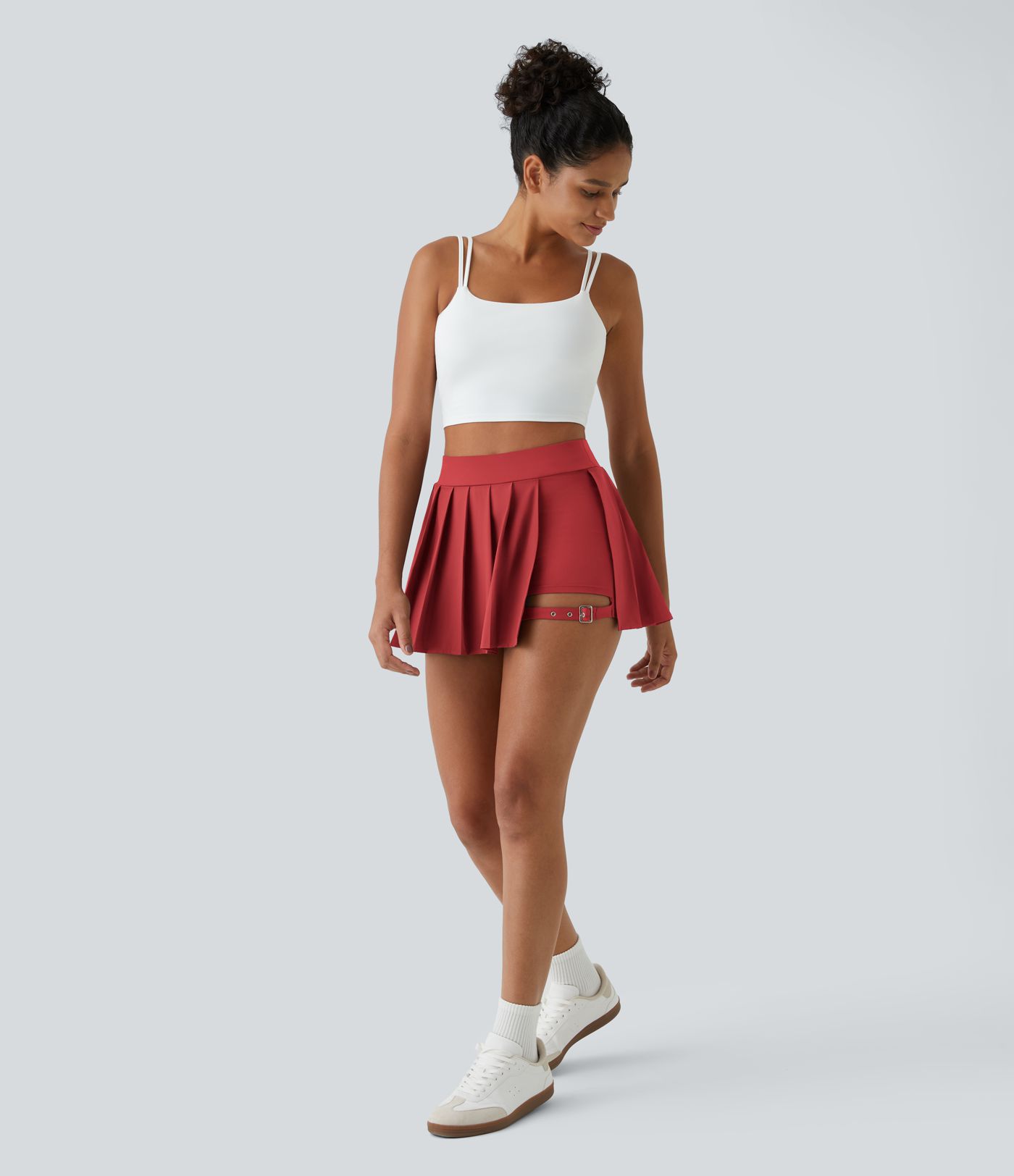 Breezeful™ High Waisted Pleated 2-in-1 Pocket Adjustable Buckle Micro Mini Quick Dry Casual Skirt