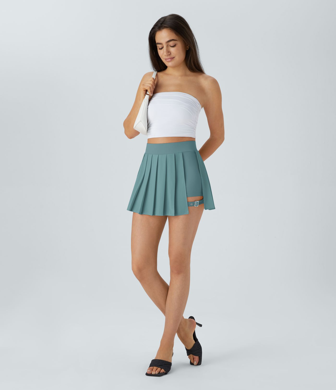 Breezeful™ High Waisted Pleated 2-in-1 Pocket Adjustable Buckle Micro Mini Quick Dry Casual Skirt