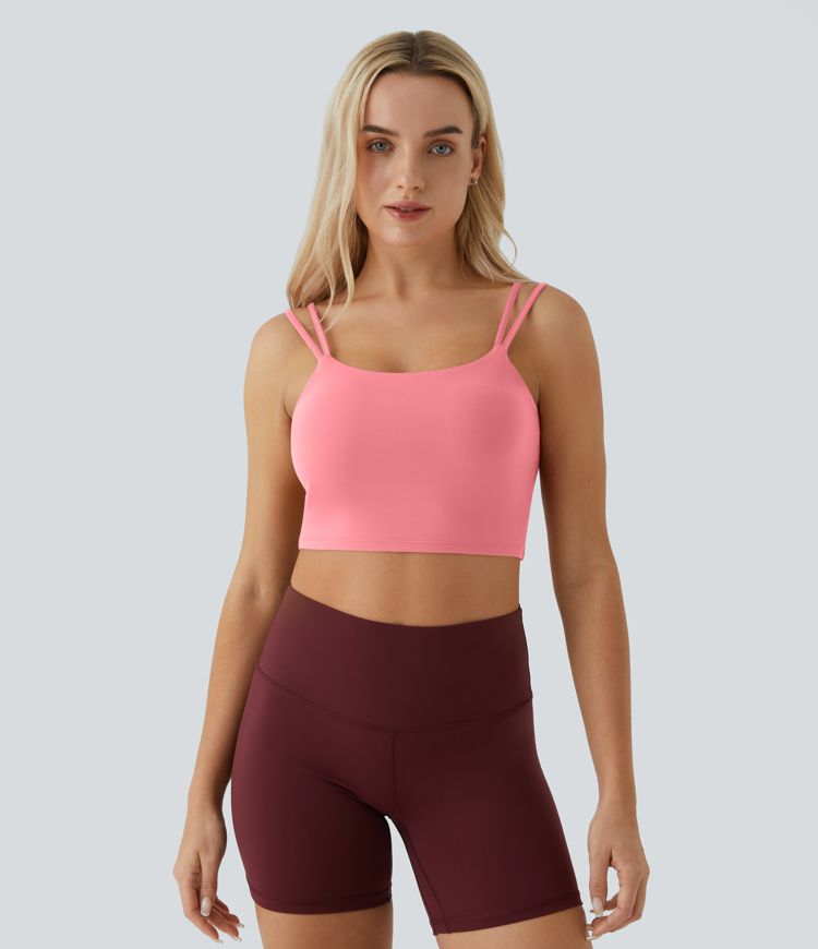 Double Straps Backless Twisted Cropped Yoga Tank Top