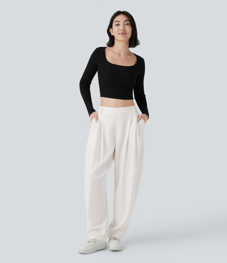 Halara Flex™ Mid Rise Pocket Barrel Leg Work Pants