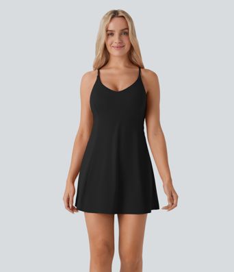 SoftlyZero™ Airy Racerback 2-in-1 Pocket Cool Touch Flare Mini Dance Active Dress-Easy Peezy Edition