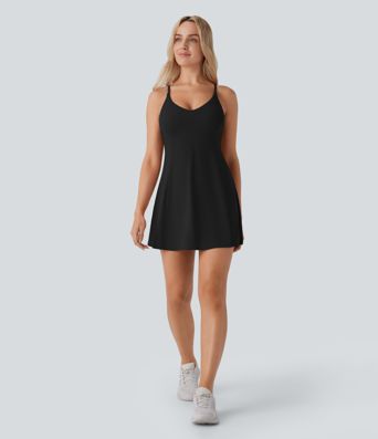 SoftlyZero™ Airy Racerback 2-in-1 Pocket Cool Touch Flare Mini Dance Active Dress-Easy Peezy Edition