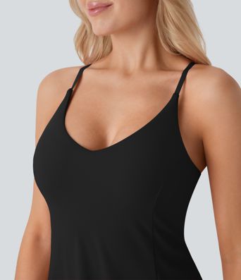 SoftlyZero™ Airy Racerback 2-in-1 Pocket Cool Touch Flare Mini Dance Active Dress-Easy Peezy Edition