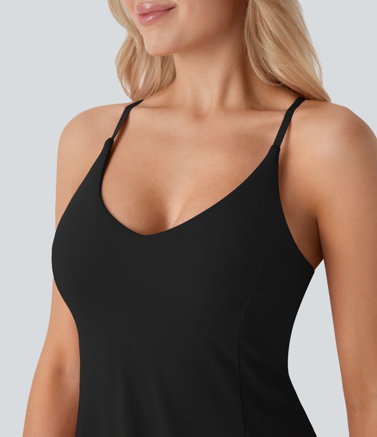 SoftlyZero™ Airy Racerback 2-in-1 Pocket Cool Touch Flare Mini Dance Active Dress-Easy Peezy Edition