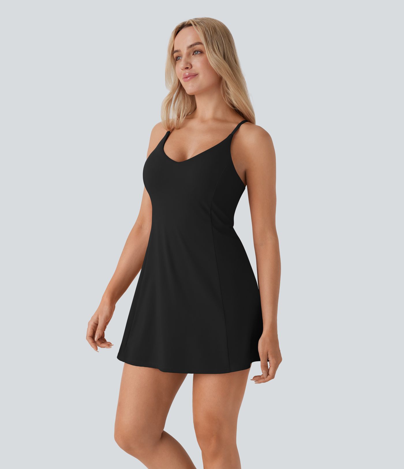SoftlyZero™ Airy Racerback 2-in-1 Pocket Cool Touch Flare Mini Dance Active Dress-Easy Peezy Edition