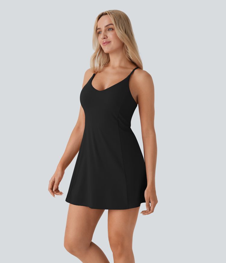 SoftlyZero™ Airy Racerback 2-in-1 Pocket Cool Touch Flare Mini Dance Active Dress-Easy Peezy Edition
