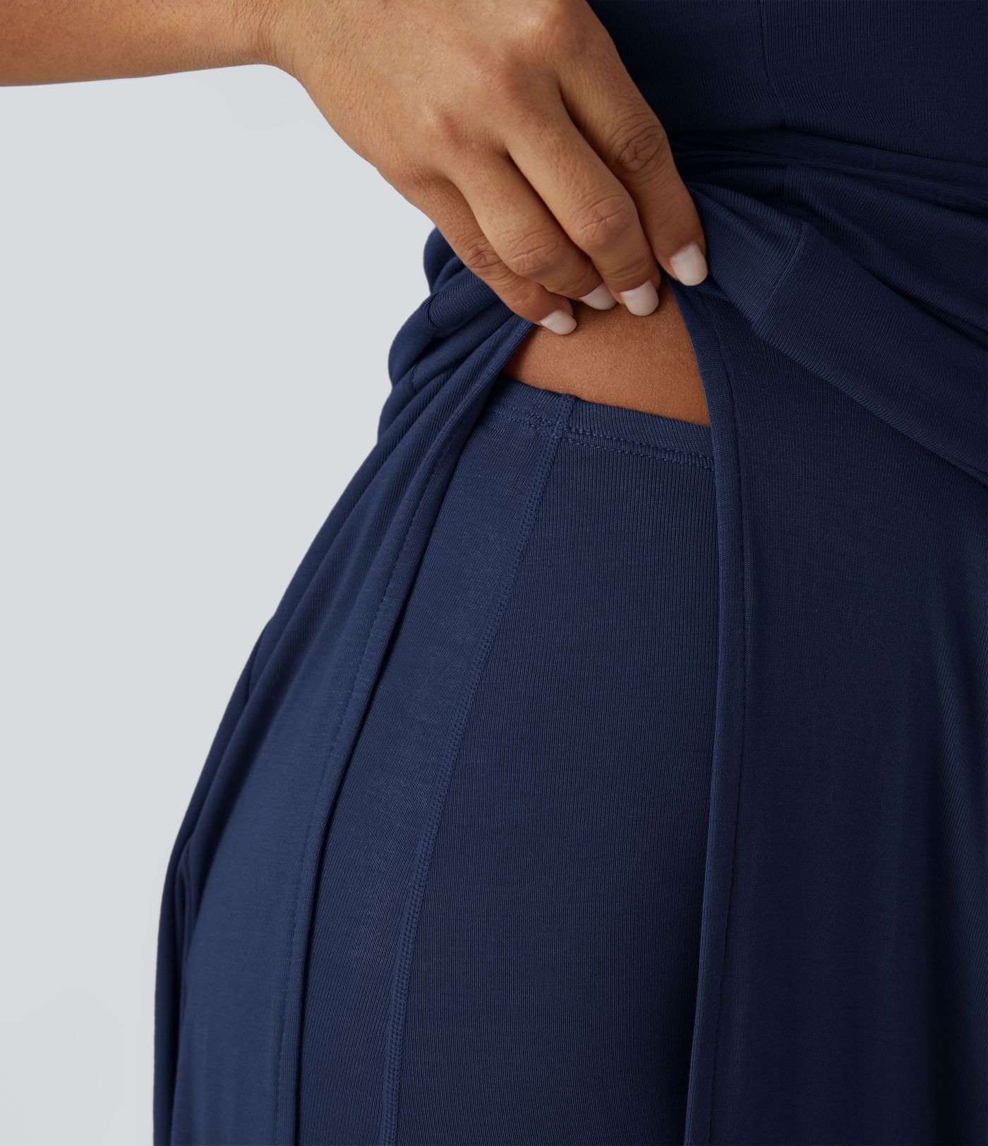 Ribbed Hooded High Neck Sleeveless Cut Out Tie Back 2-Piece Midi Casual Dress